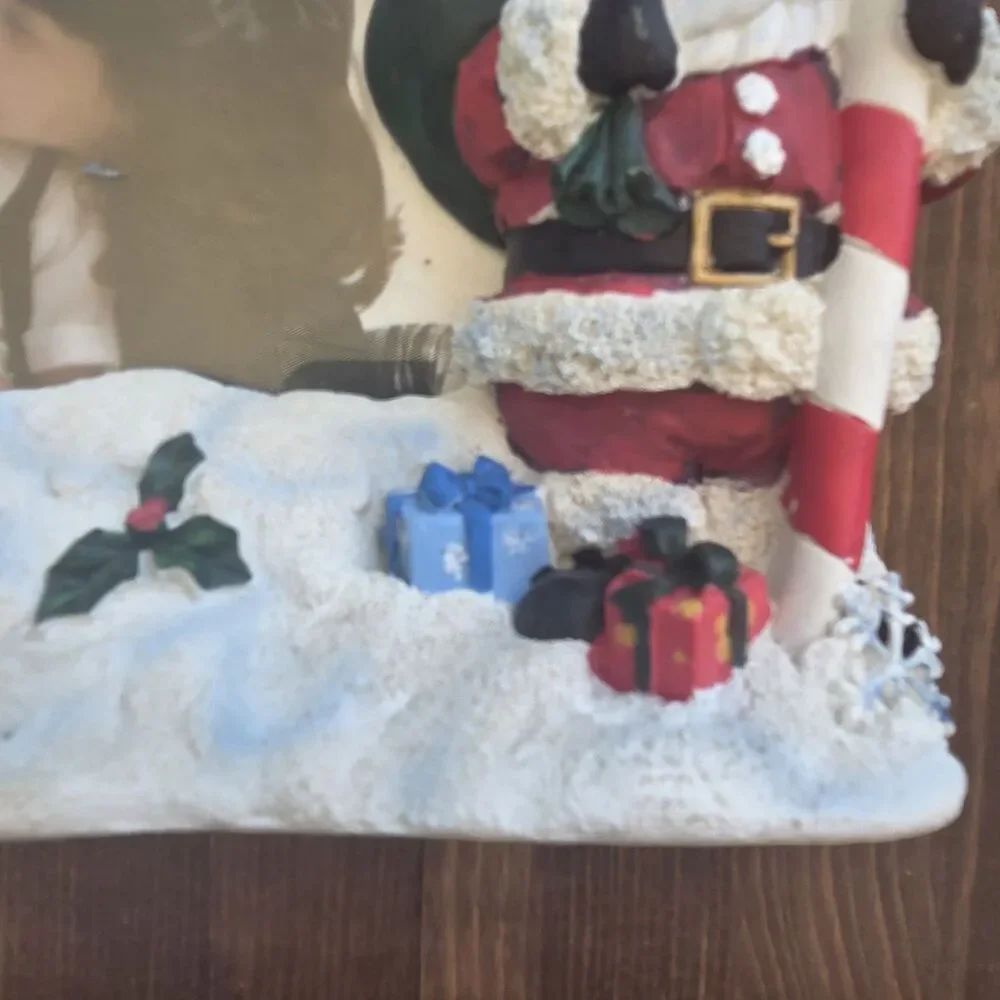 Vintage Christmas Santa Picture Frame 4x6 Holiday Photo Frame Tree & Gifts